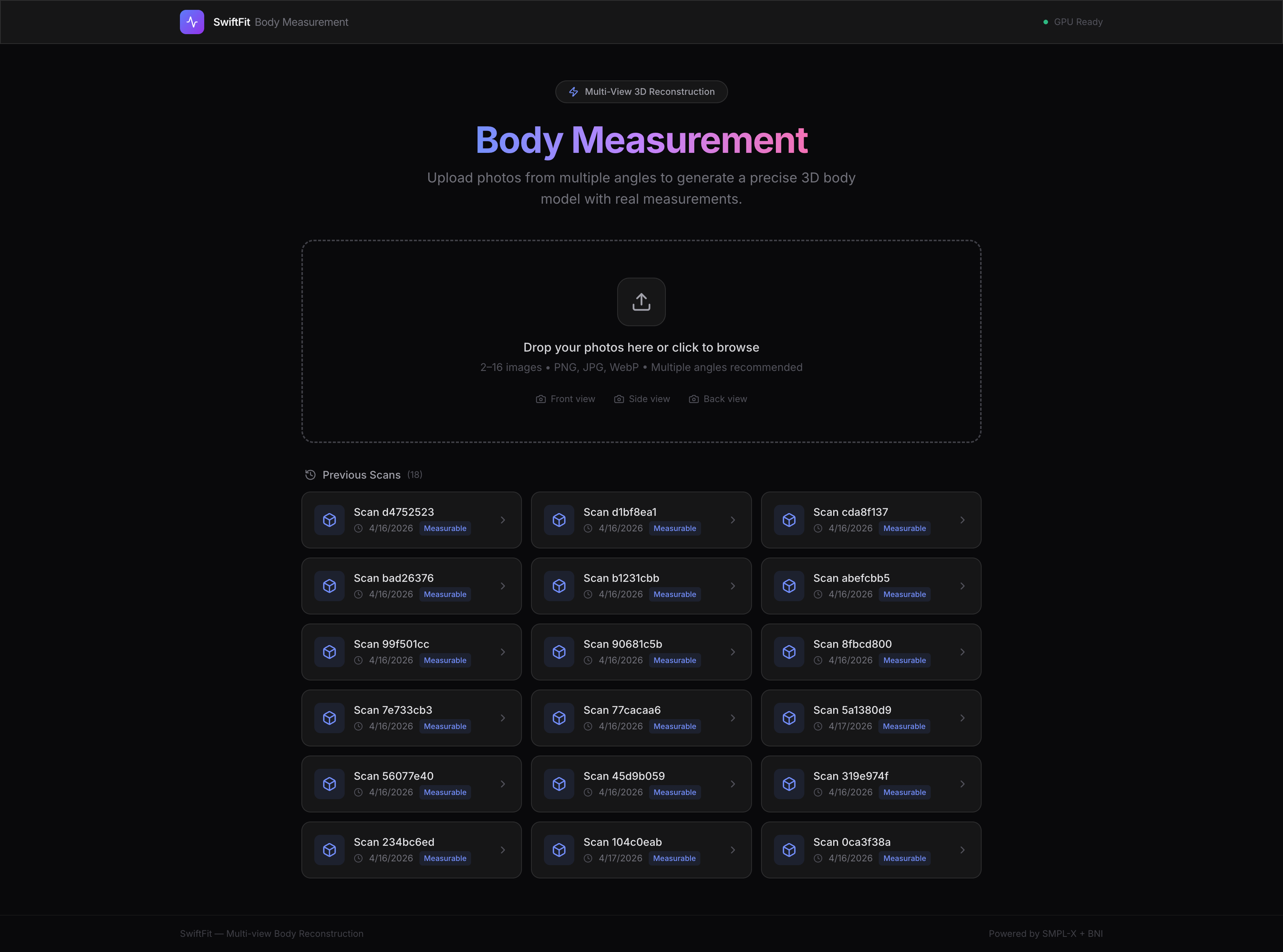 SwiftFit - 3D body reconstruction
