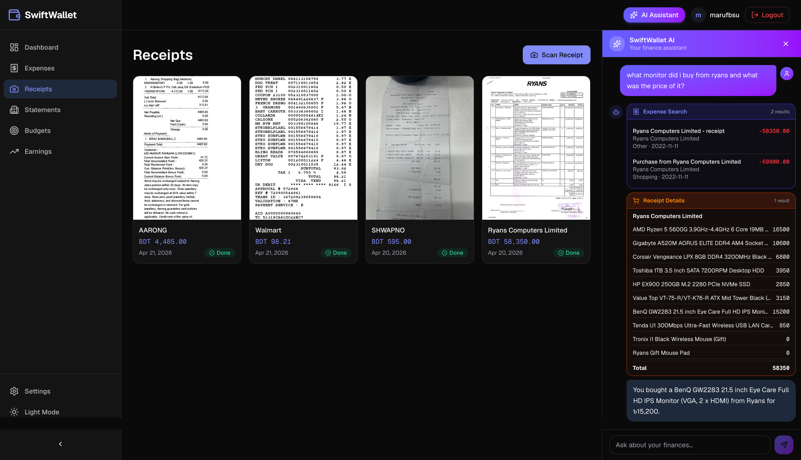 SwiftWallet - finance dashboard